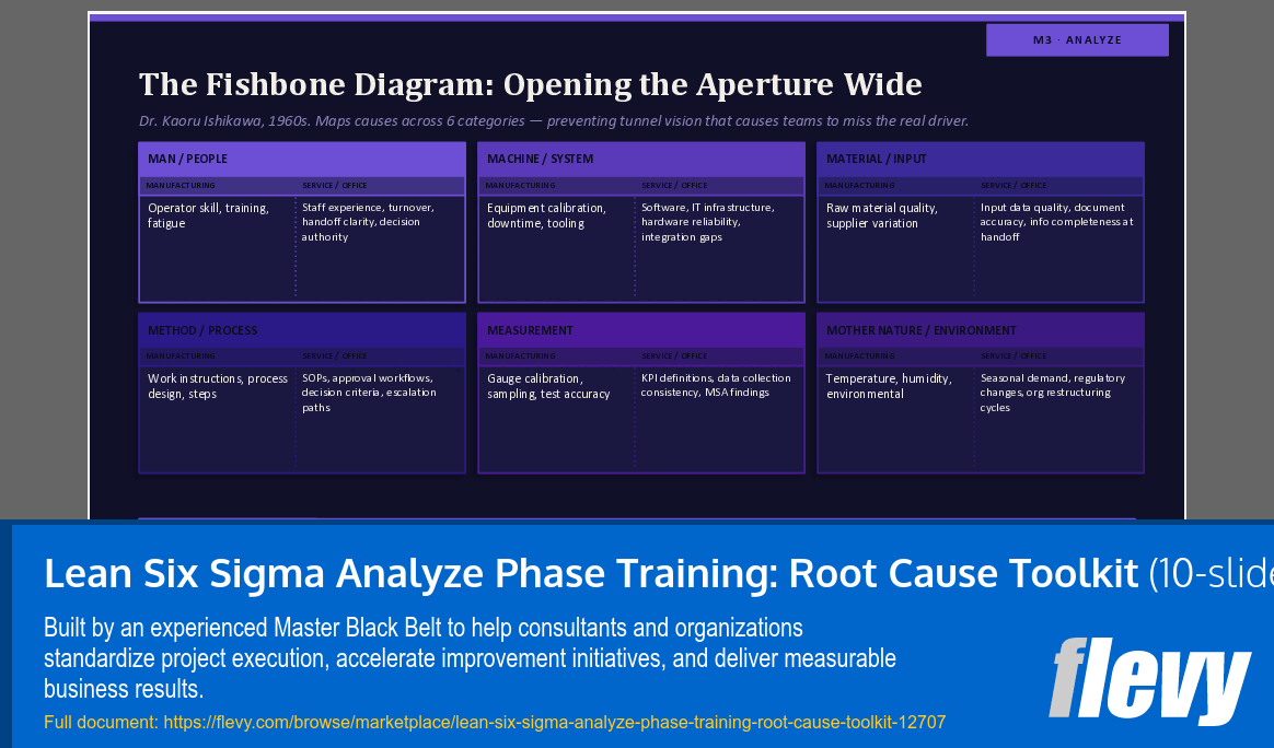 Lean Six Sigma Analyze Phase Training: Root Cause Toolkit (10-slide PPT PowerPoint presentation template (PPTX)) Preview Image