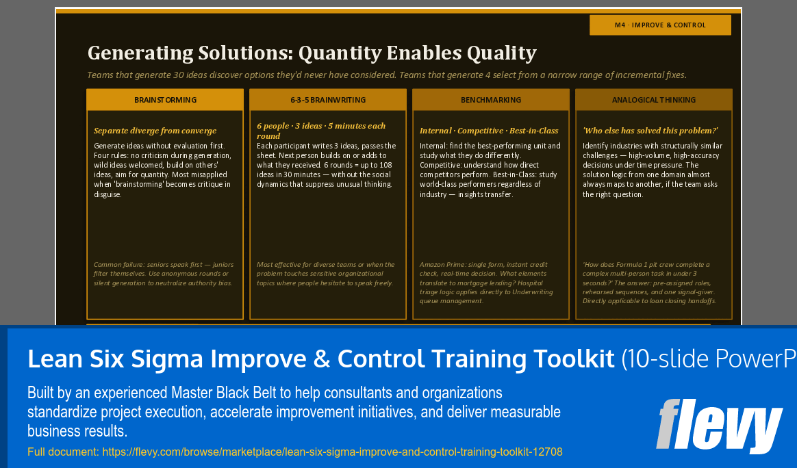 Lean Six Sigma Improve & Control Training Toolkit (10-slide PPT PowerPoint presentation template (PPTX)) Preview Image
