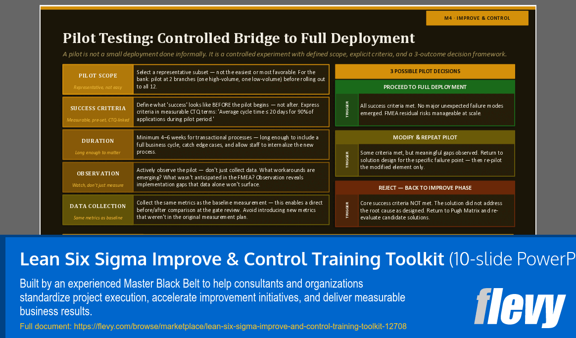 Lean Six Sigma Improve & Control Training Toolkit (10-slide PPT PowerPoint presentation template (PPTX)) Preview Image