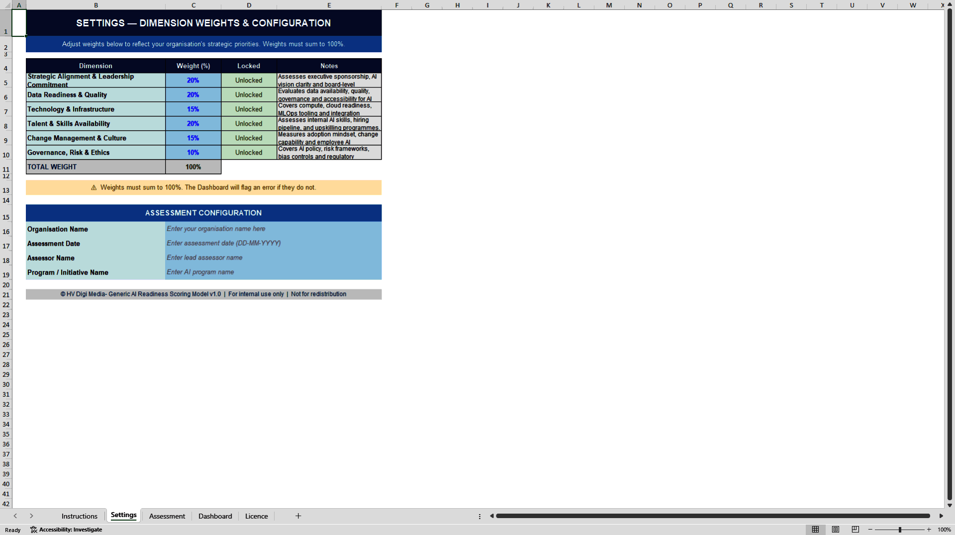 AI Transformation Readiness Scoring Model (Excel template (XLSX)) Preview Image