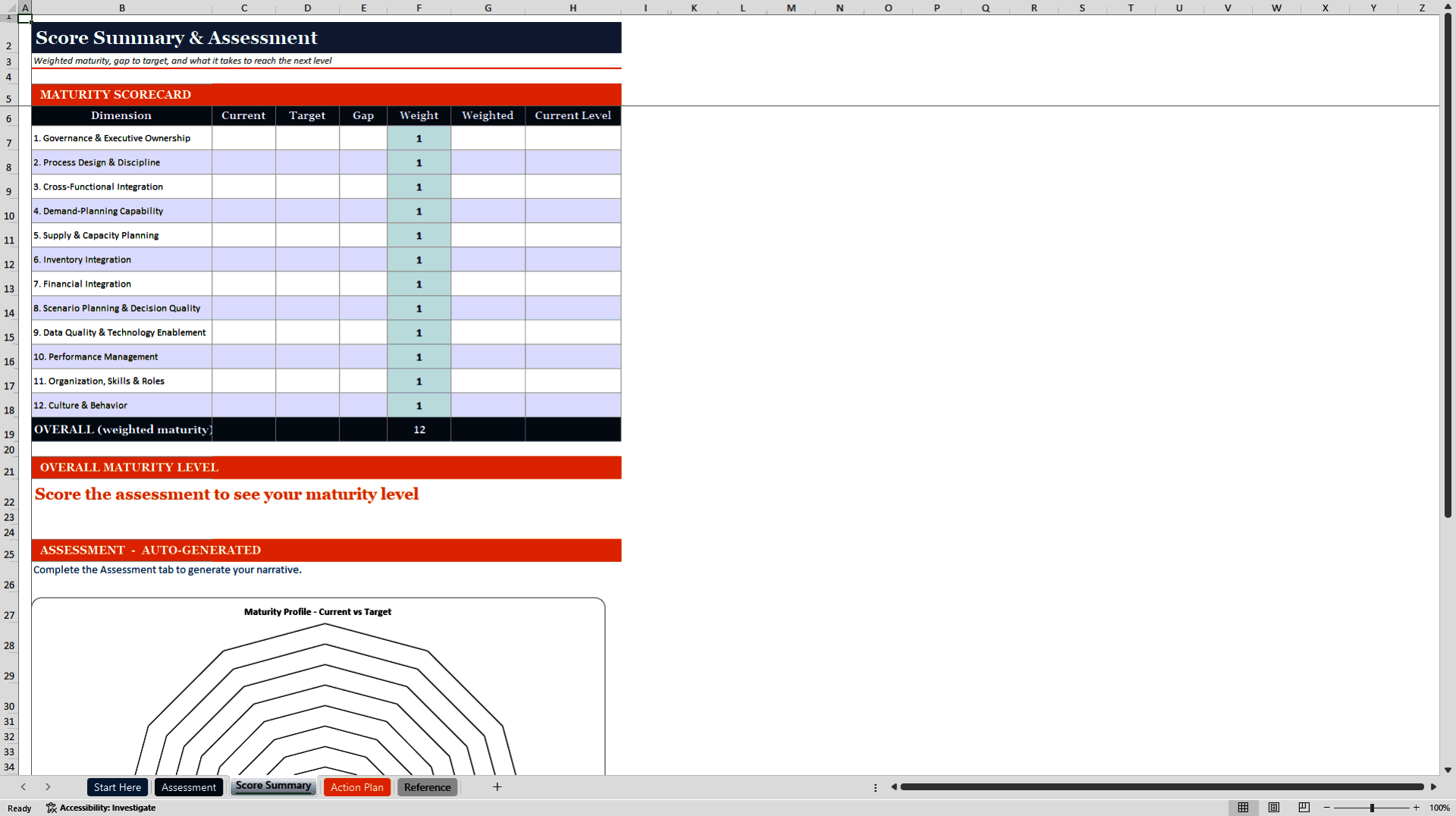 S&OP Maturity Assessment (Excel template (XLSX)) Preview Image