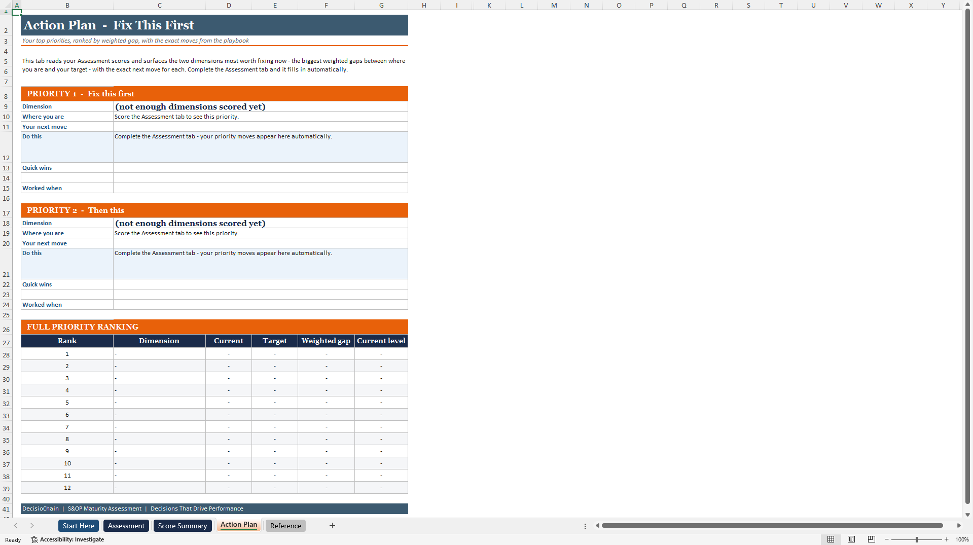 S&OP Maturity Assessment (Excel template (XLSX)) Preview Image