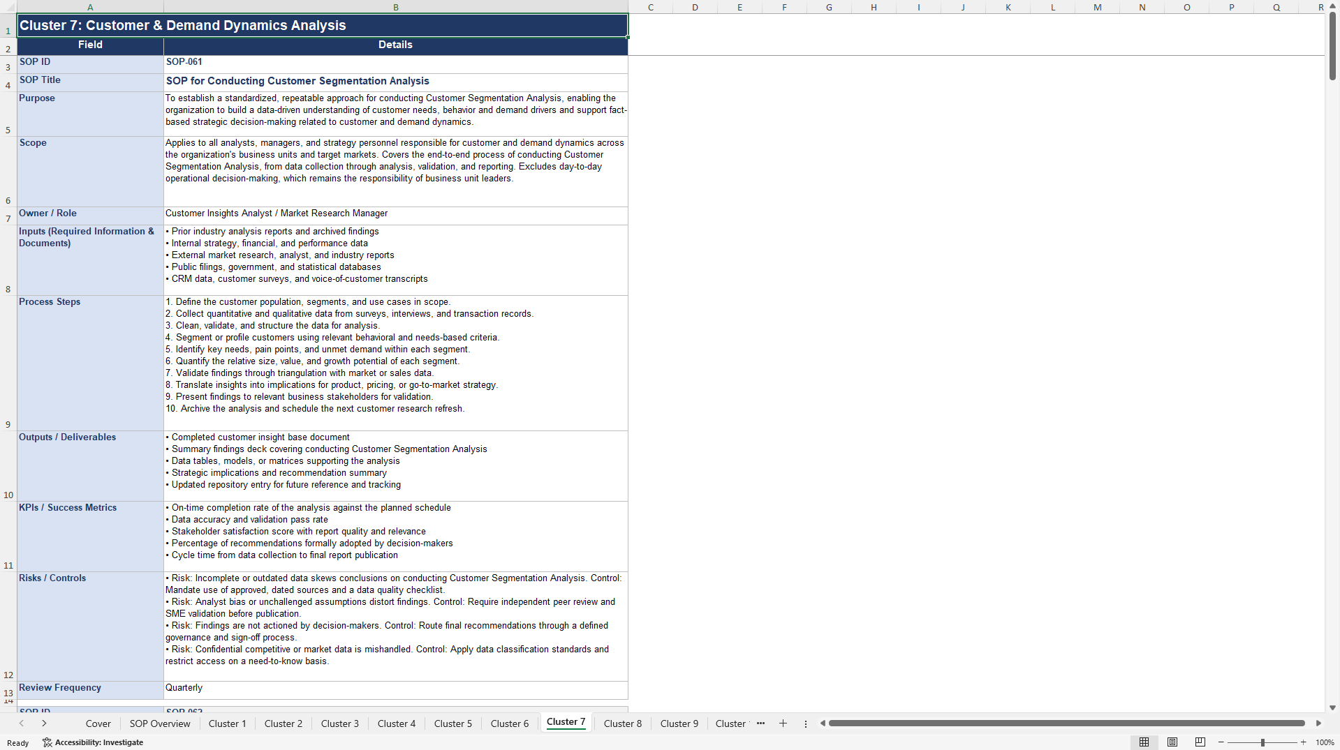100+ Strategic Industry Analysis SOPs (Excel template (XLSX)) Preview Image