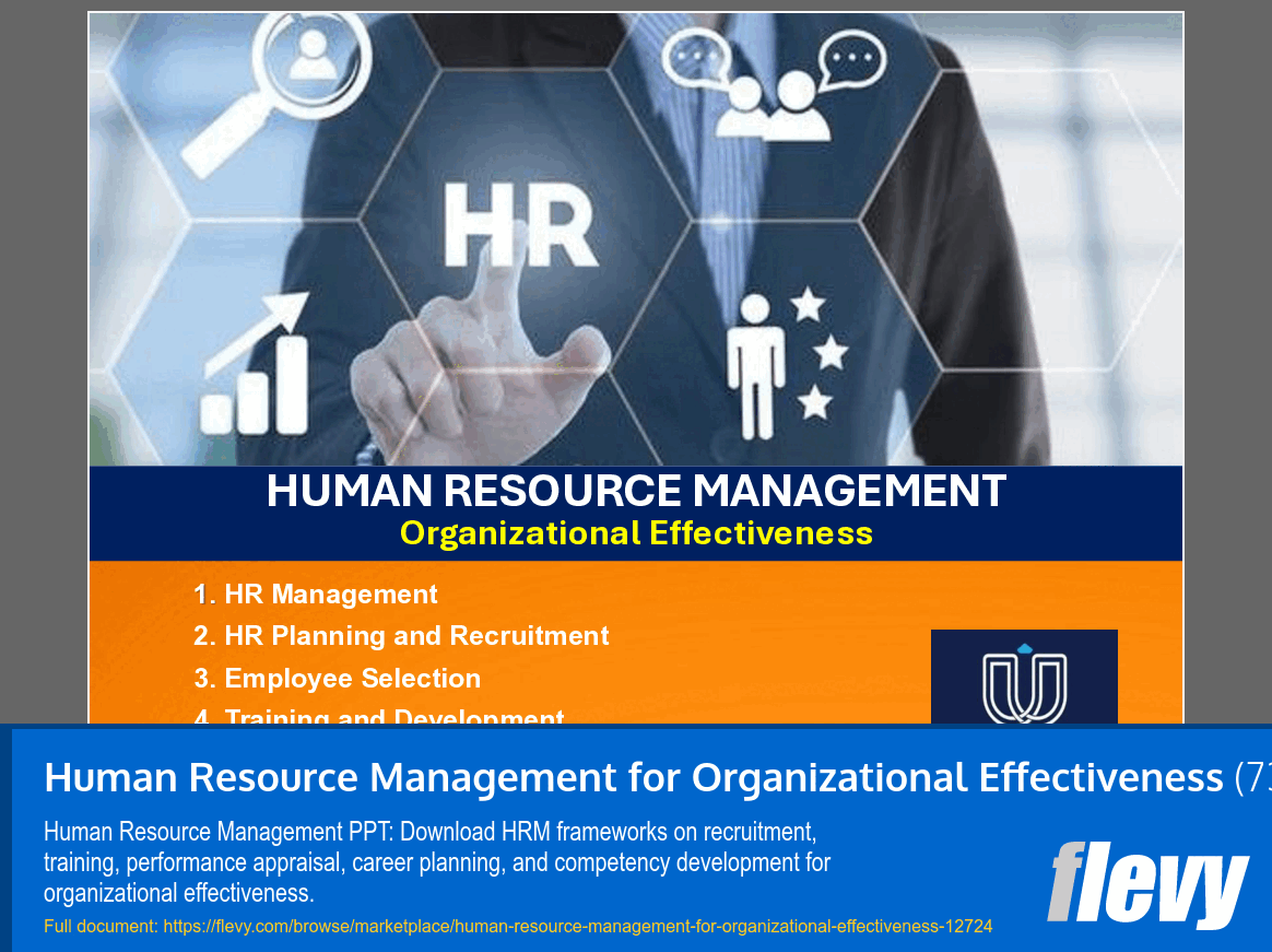 Human Resource Management for Organizational Effectiveness (73-slide PPT PowerPoint presentation template (PPTX)) Preview Image