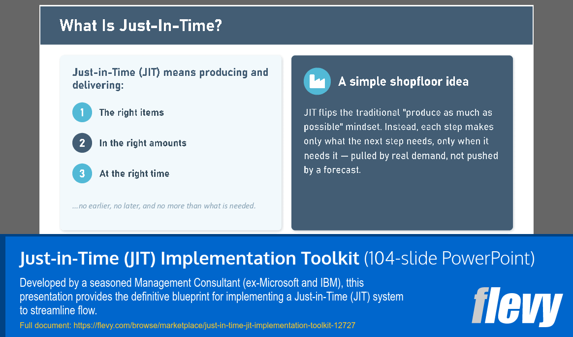 Just-in-Time (JIT) Implementation Toolkit (104-slide PPT PowerPoint presentation template (PPTX)) Preview Image