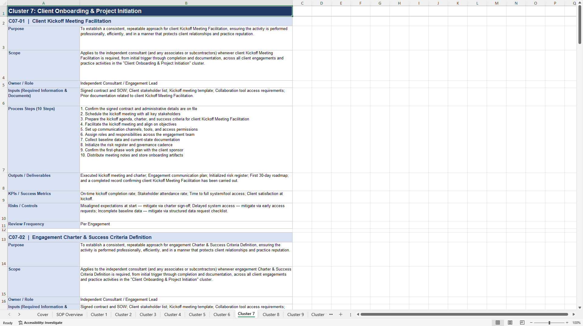 100+ Independent Consultant SOPs (Excel template (XLSX)) Preview Image