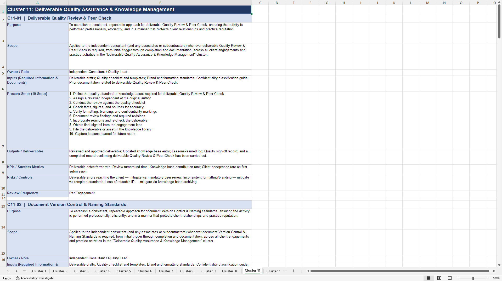 100+ Independent Consultant SOPs (Excel template (XLSX)) Preview Image