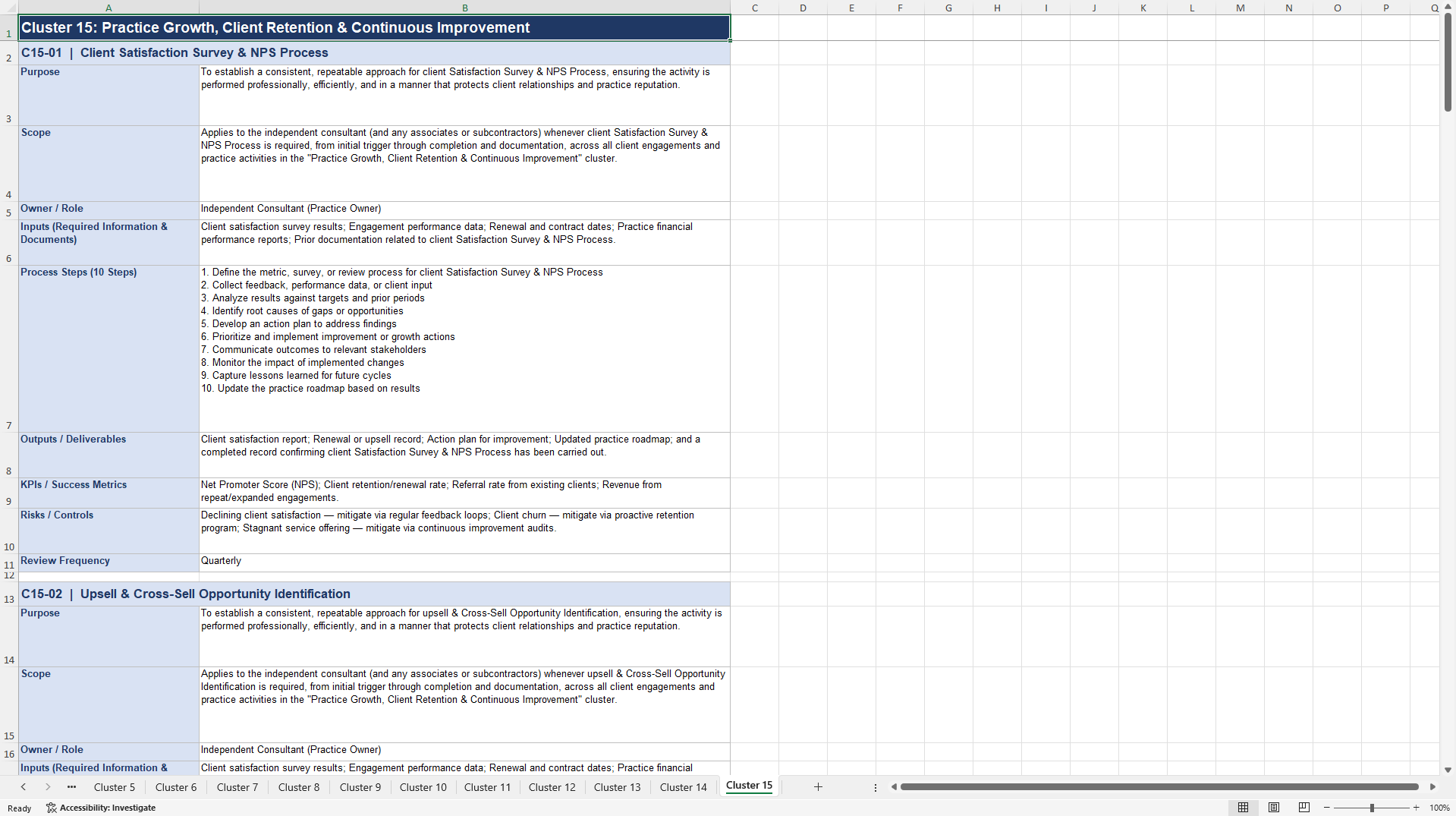 100+ Independent Consultant SOPs (Excel template (XLSX)) Preview Image