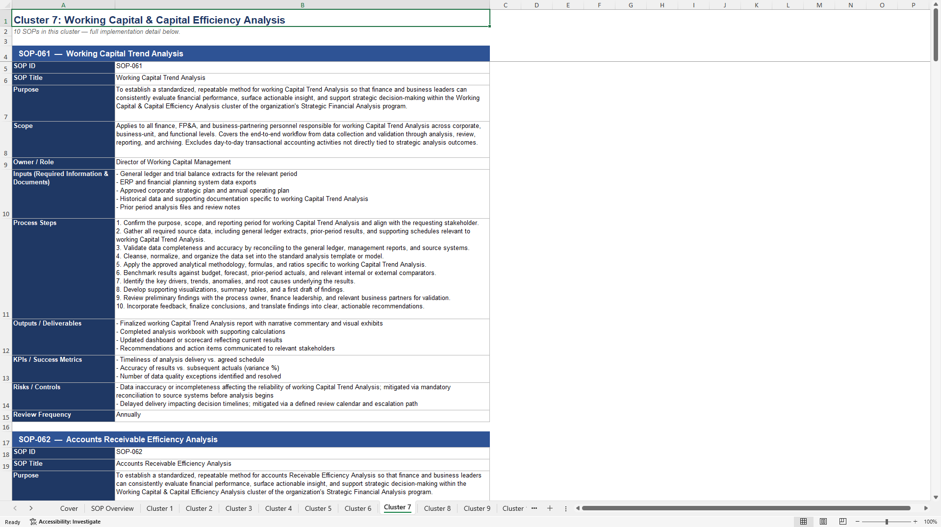 100+ Strategic Financial Analysis SOPs (Excel template (XLSX)) Preview Image