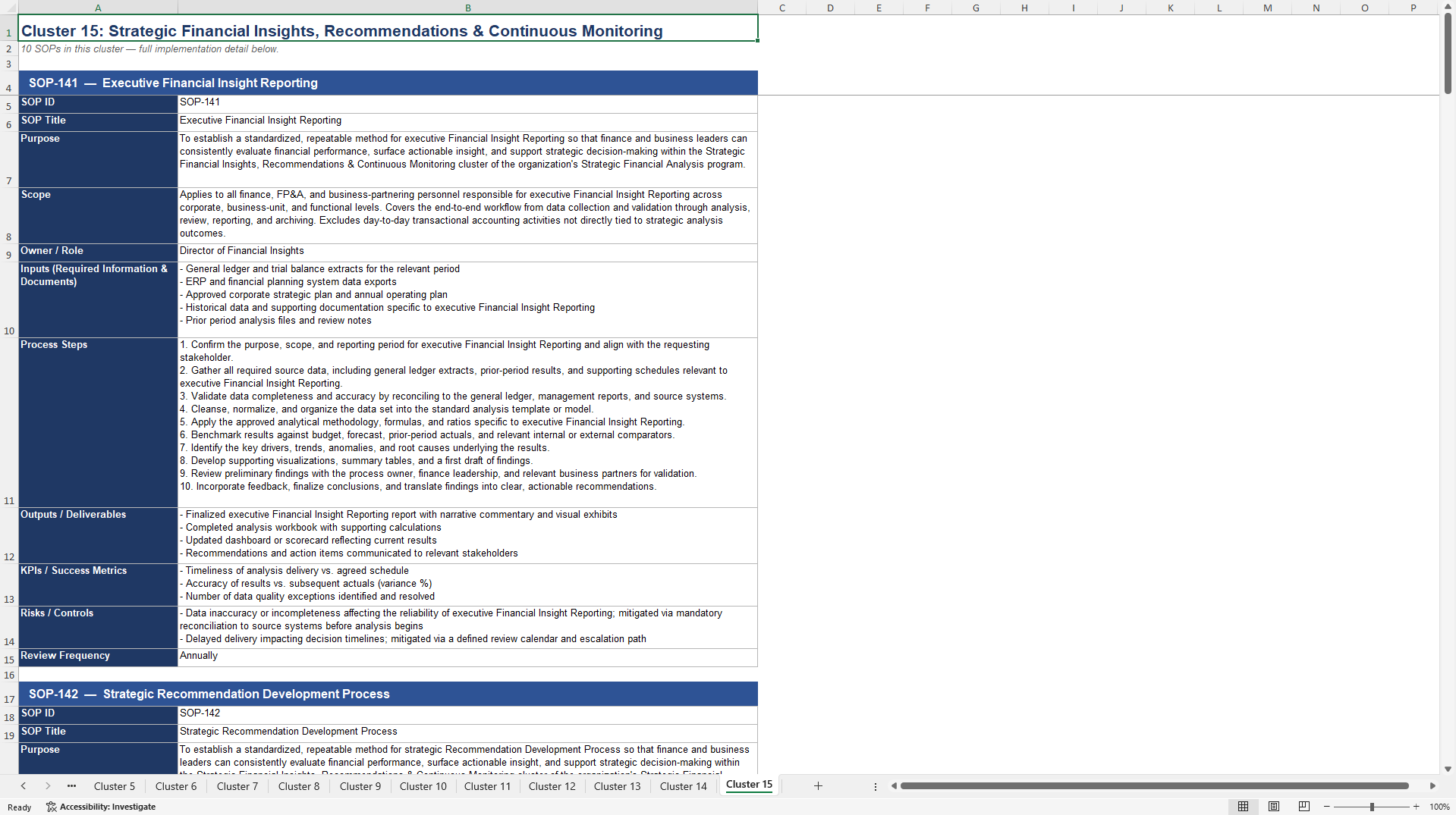 100+ Strategic Financial Analysis SOPs (Excel template (XLSX)) Preview Image