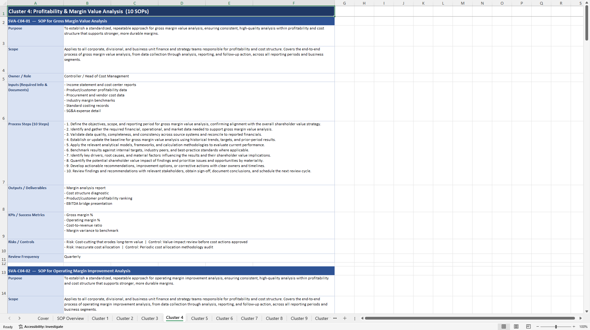 100+ Shareholder Value Analysis SOPs (Excel template (XLSX)) Preview Image