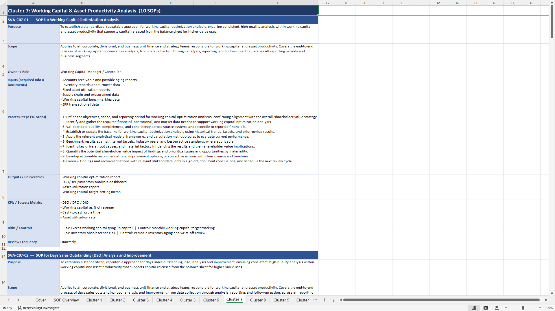 100+ Shareholder Value Analysis SOPs (Excel template (XLSX)) Preview Image