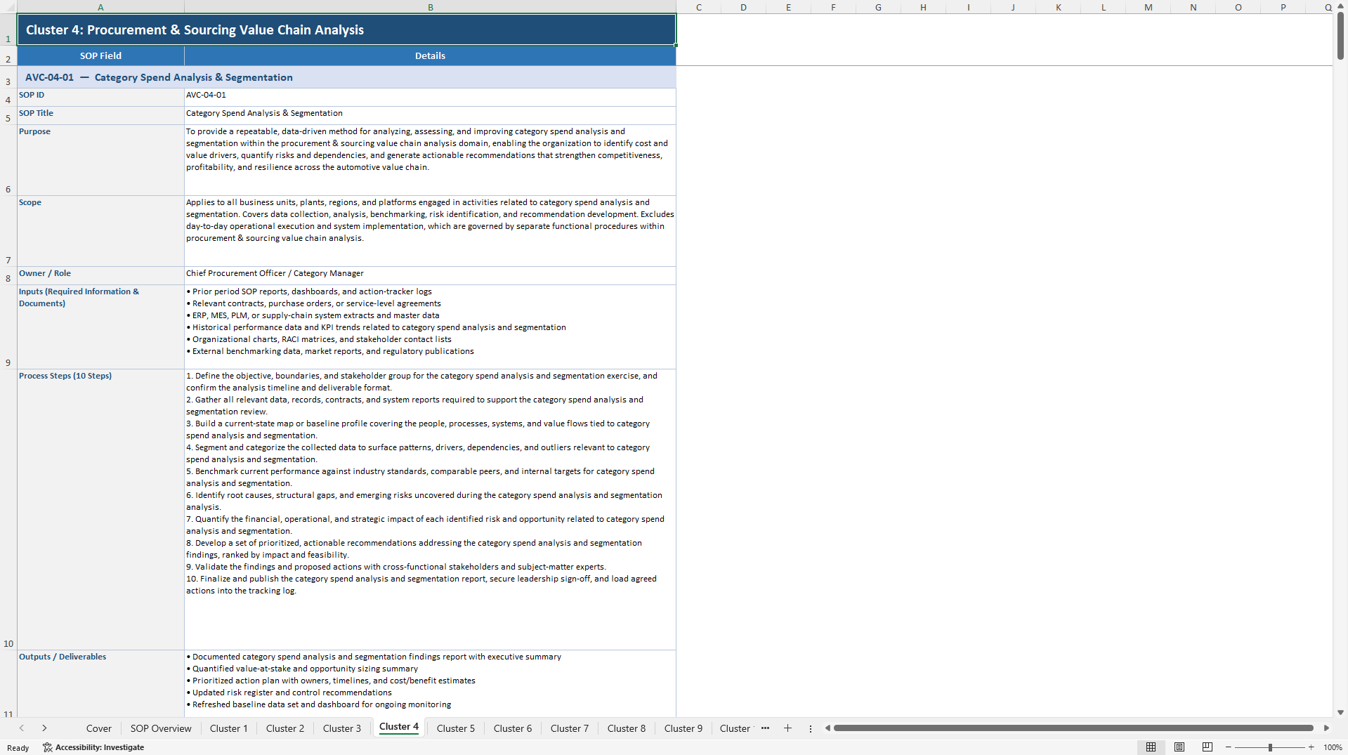 100+ Automotive Value Chain Analysis SOPs (Excel template (XLSX)) Preview Image