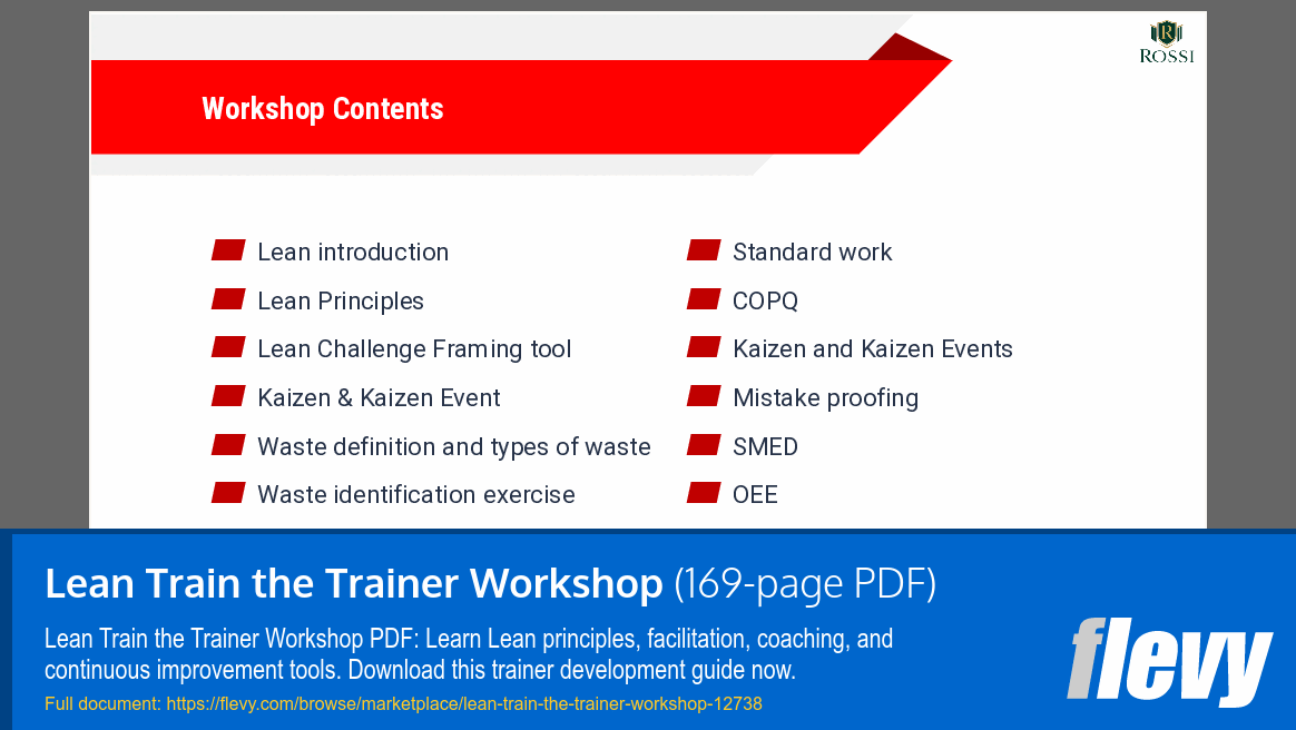 Lean Train the Trainer Workshop (169-page PDF document) Preview Image