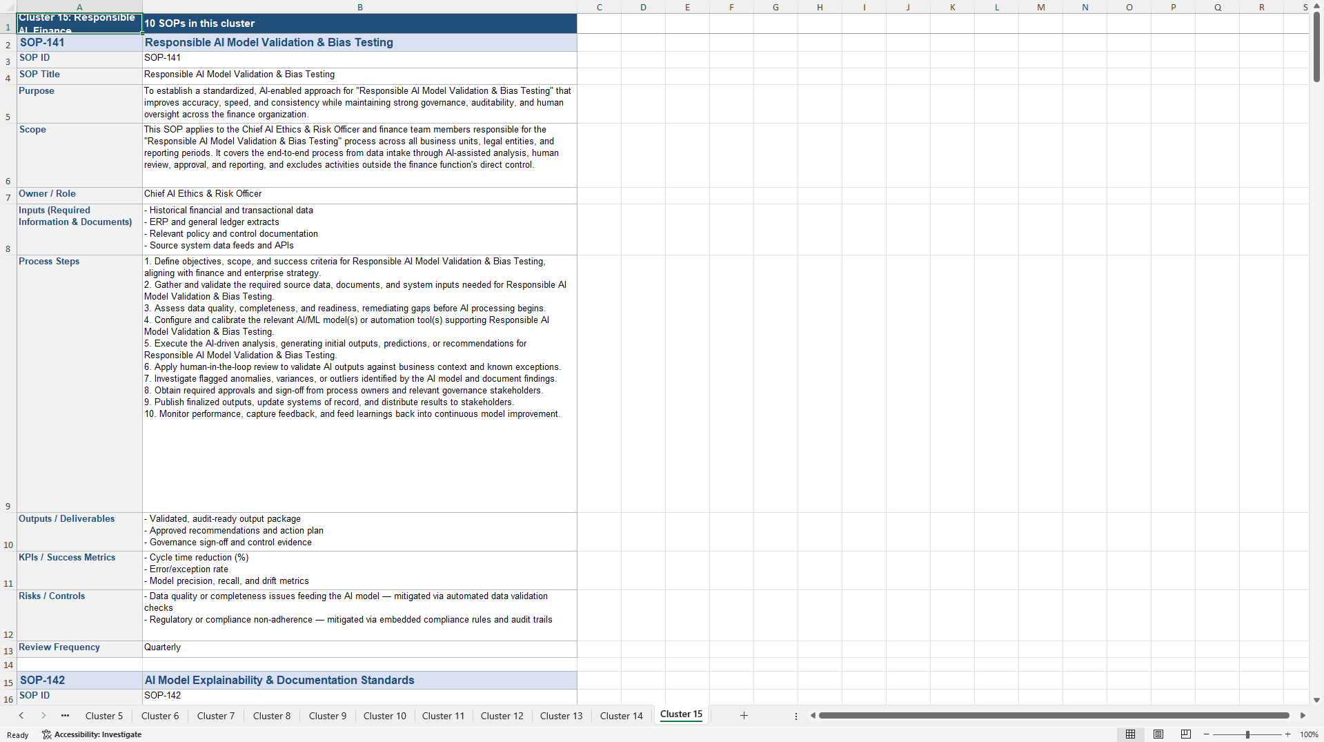 100+ AI-Driven Advanced Finance SOPs (Excel template (XLSX)) Preview Image