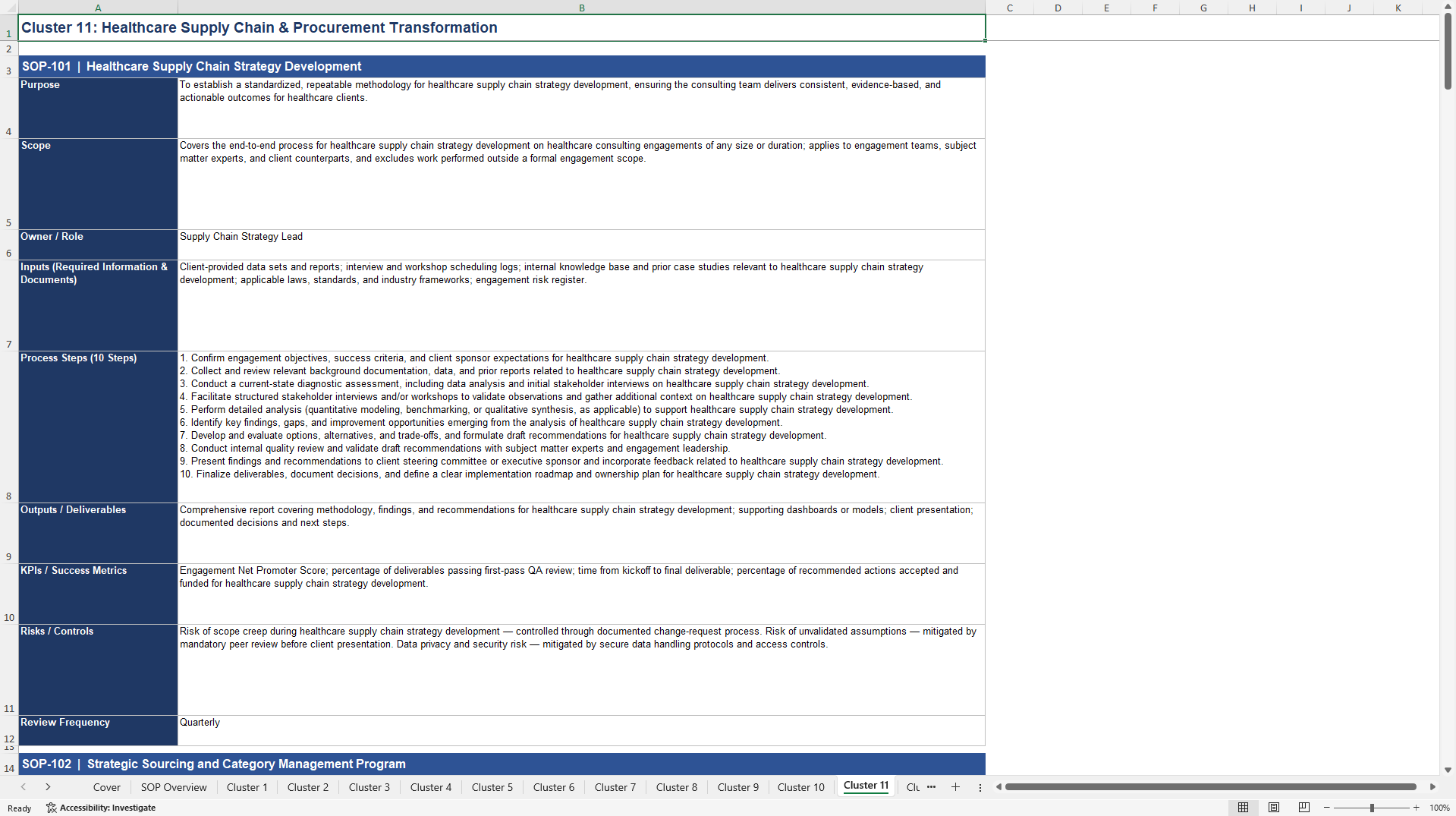 100+ Healthcare Industry Consulting SOPs (Excel template (XLSX)) Preview Image