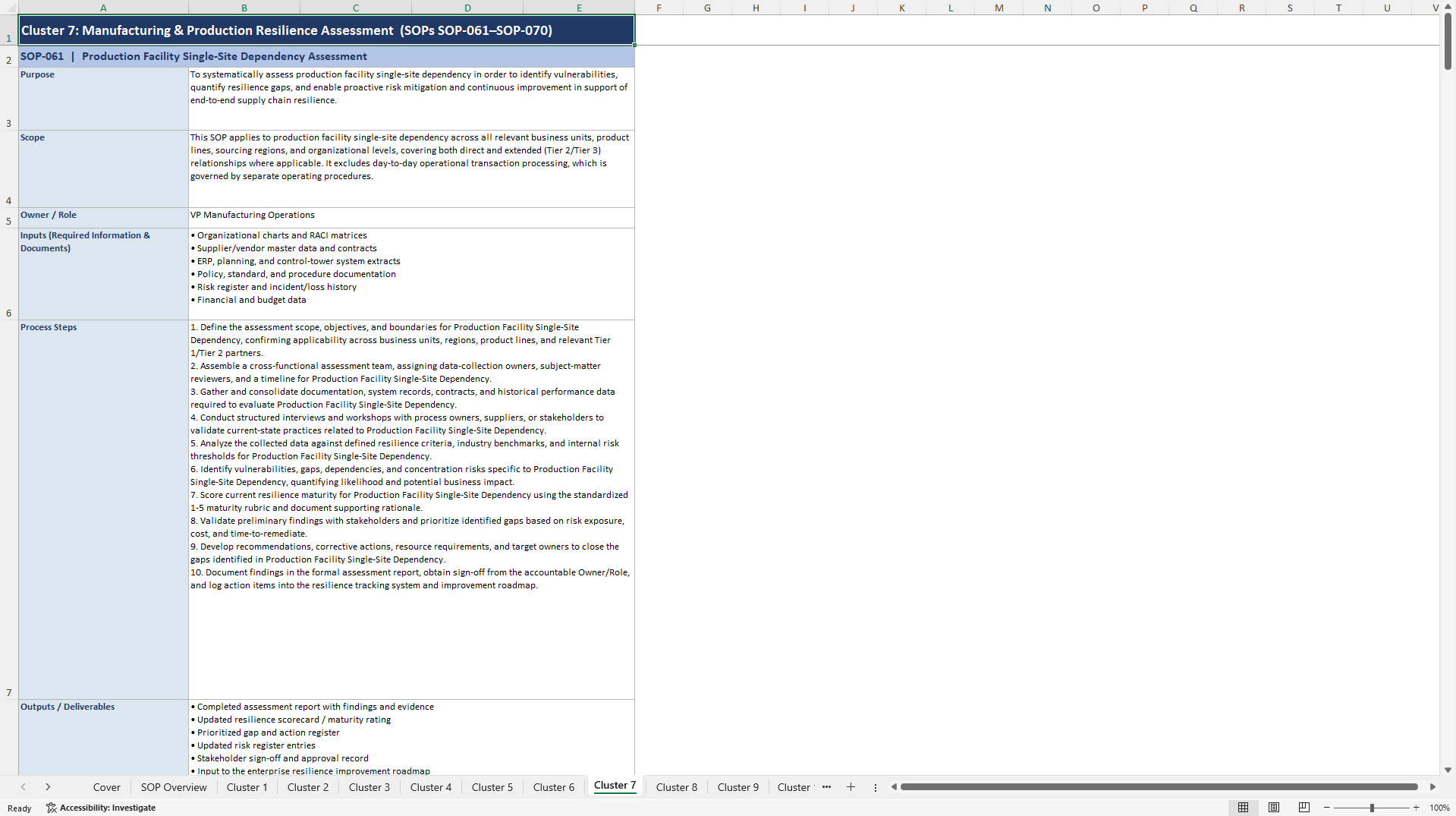 100+ Supply Chain Resilience Assessment SOPs (Excel template (XLSX)) Preview Image