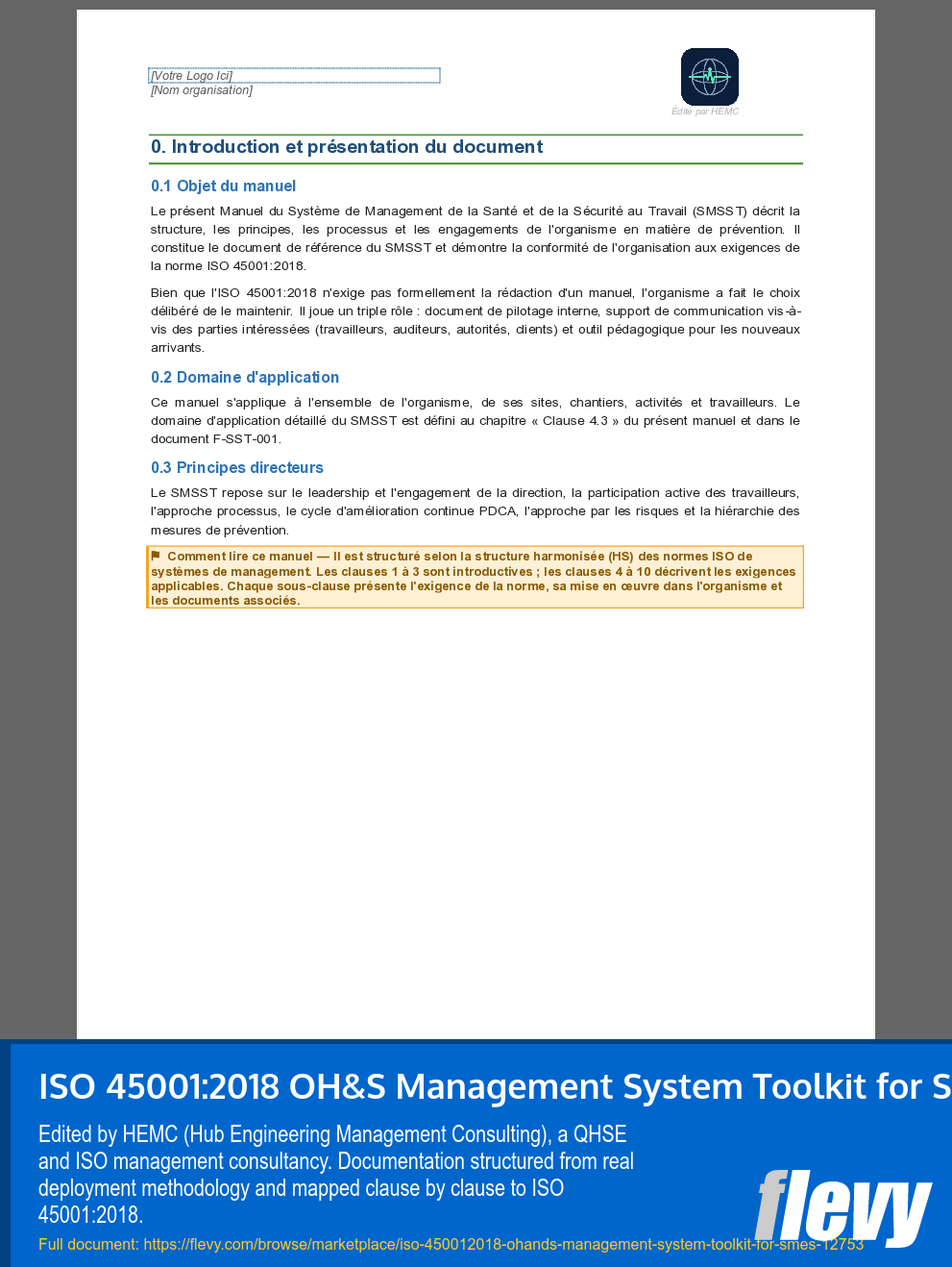 ISO 45001:2018 OH&S Management System Toolkit for SMEs (23-page Word document) Preview Image
