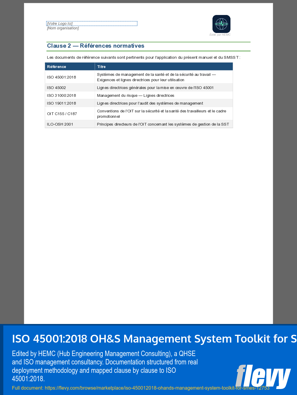 ISO 45001:2018 OH&S Management System Toolkit for SMEs (23-page Word document) Preview Image