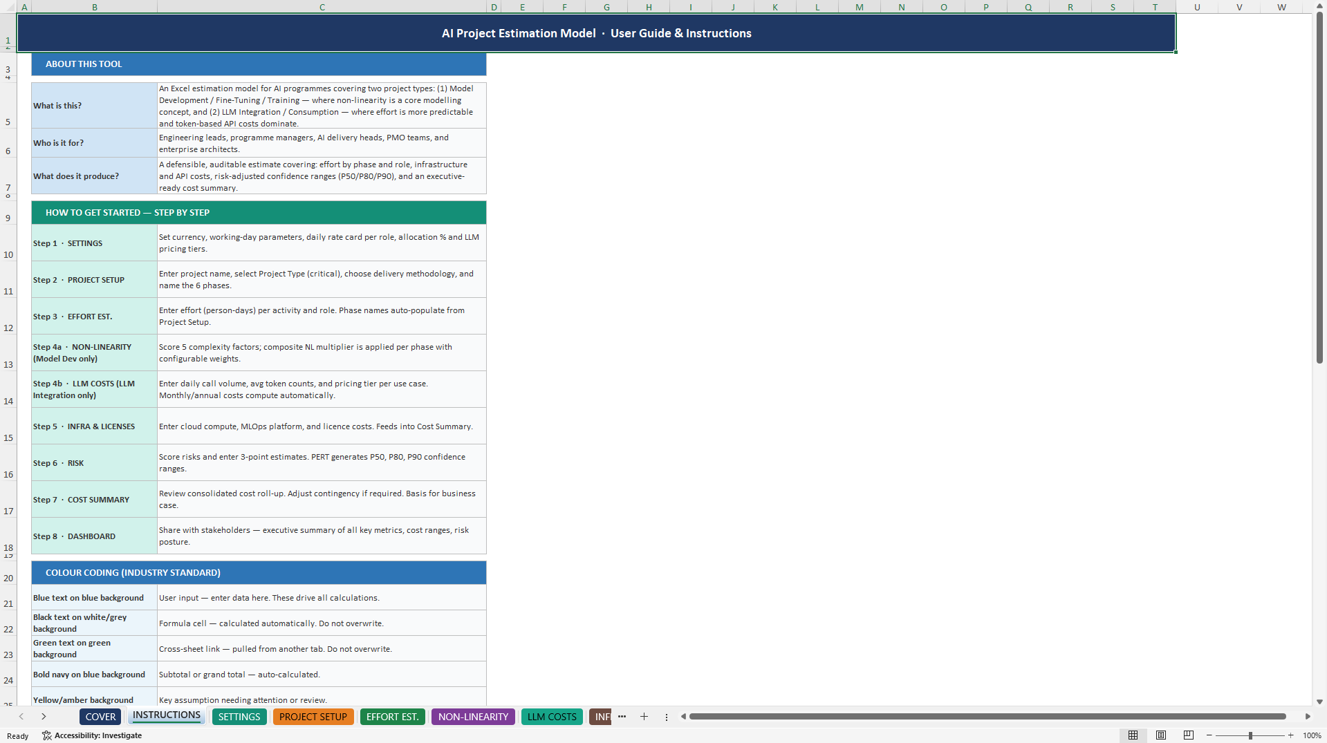 AI Project Estimation Model (Excel template (XLSX)) Preview Image