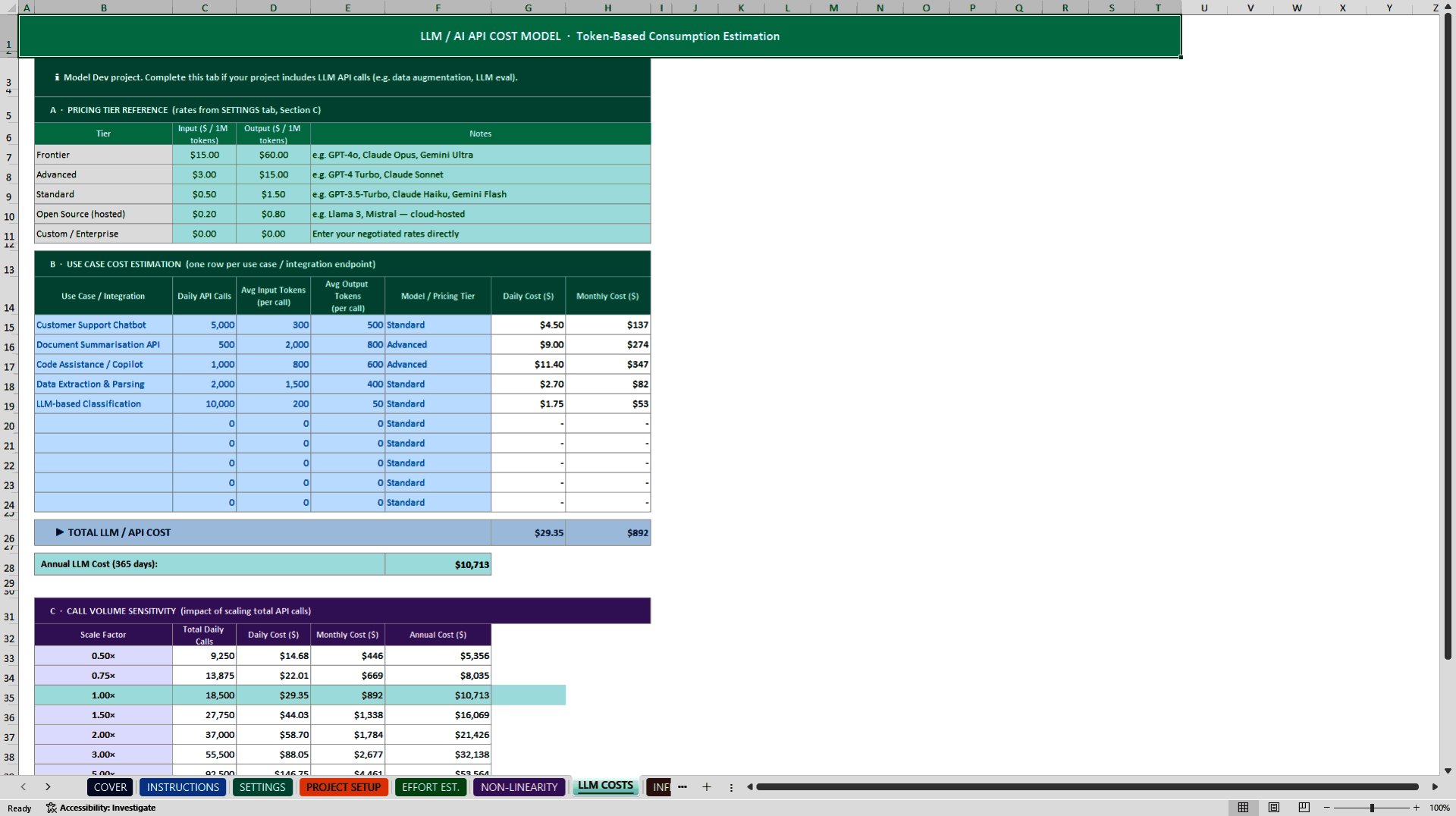 AI Project Estimation Model (Excel template (XLSX)) Preview Image
