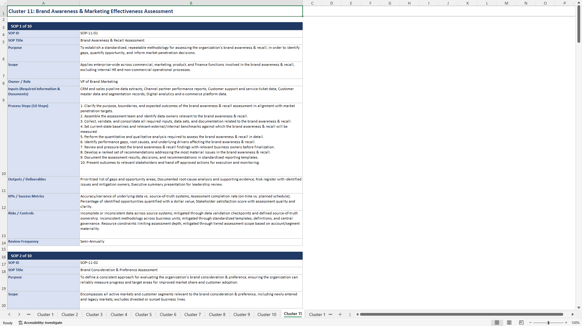100+ Market Penetration Assessment SOPs (Excel template (XLSX)) Preview Image