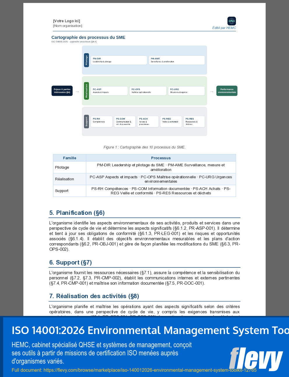 ISO 14001:2026 Environmental Management System Toolkit (5-page Word document) Preview Image