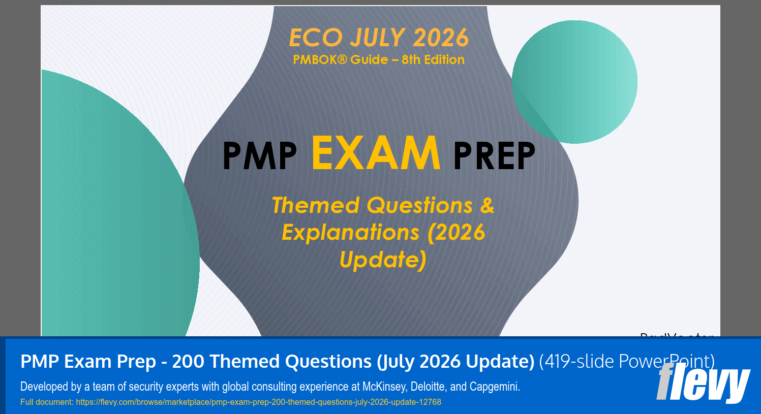 PMP Exam Prep - 200 Themed Questions (July 2026 Update) (419-slide PPT PowerPoint presentation template (PPTX)) Preview Image