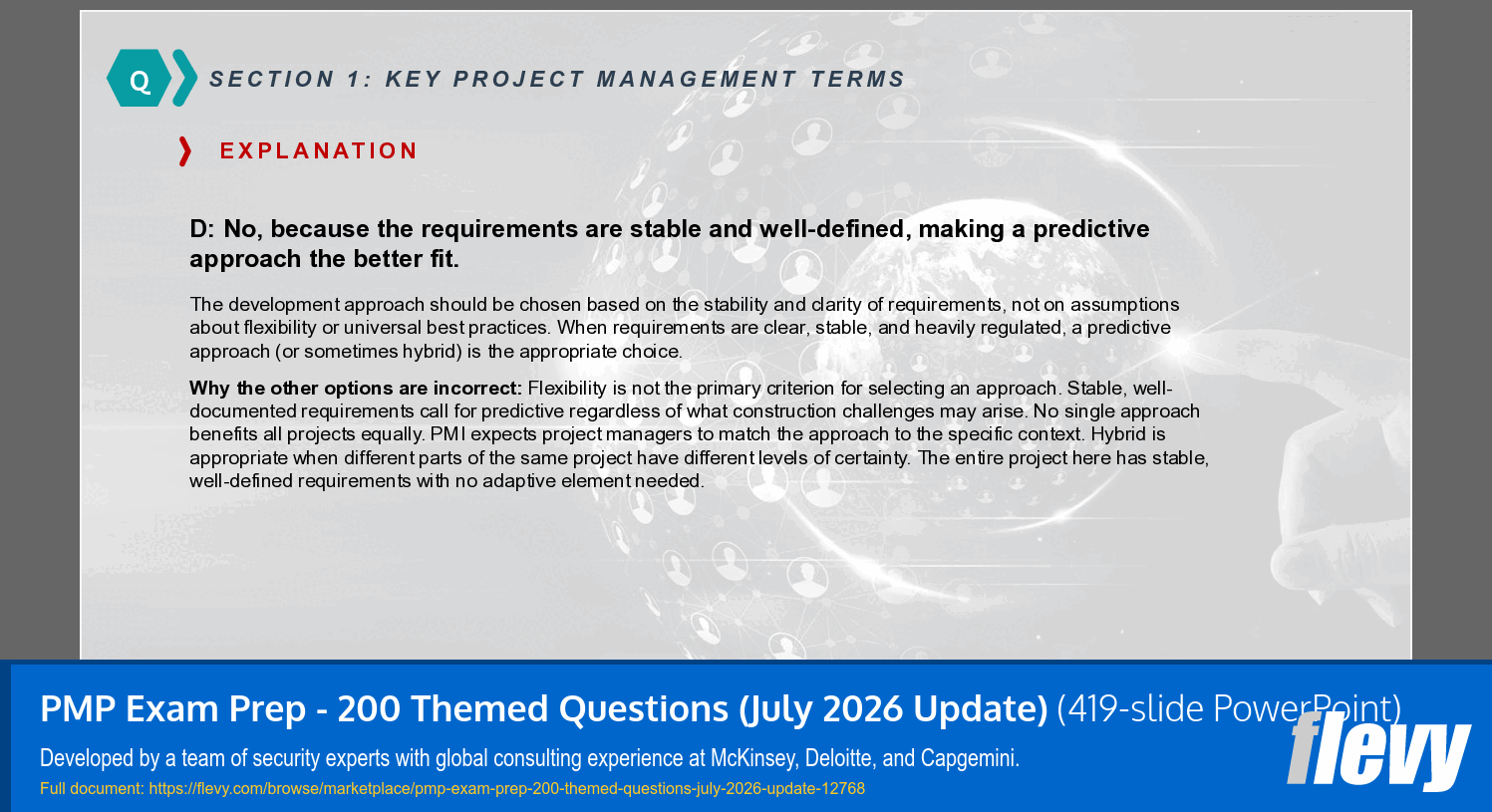 PMP Exam Prep - 200 Themed Questions (July 2026 Update) (419-slide PPT PowerPoint presentation template (PPTX)) Preview Image