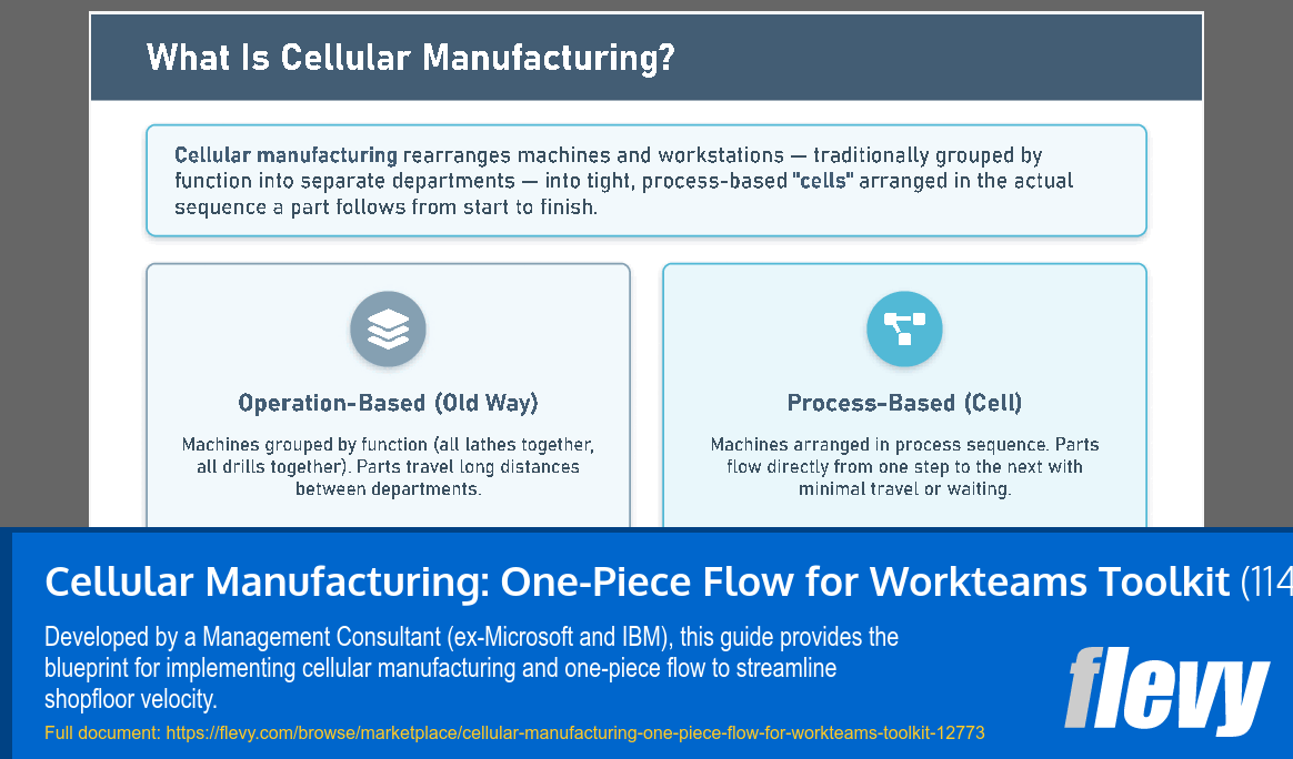 Cellular Manufacturing: One-Piece Flow for Workteams Toolkit (114-slide PPT PowerPoint presentation template (PPTX)) Preview Image