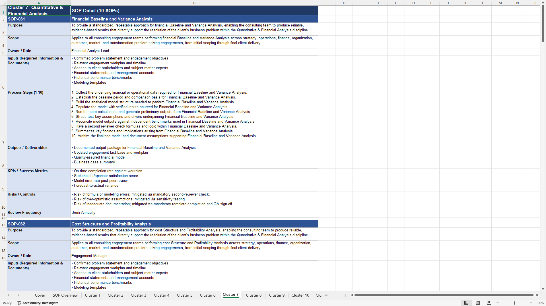 100+ Management Consulting Problem Solving SOPs (Excel template (XLSX)) Preview Image