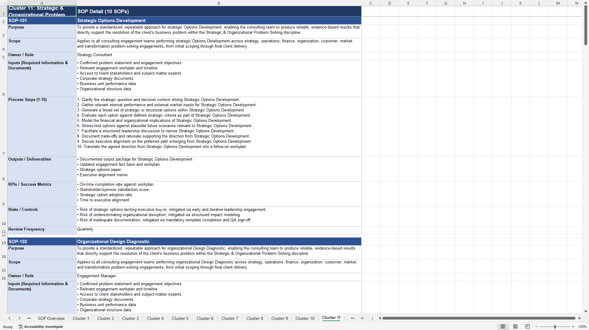 100+ Management Consulting Problem Solving SOPs (Excel template (XLSX)) Preview Image