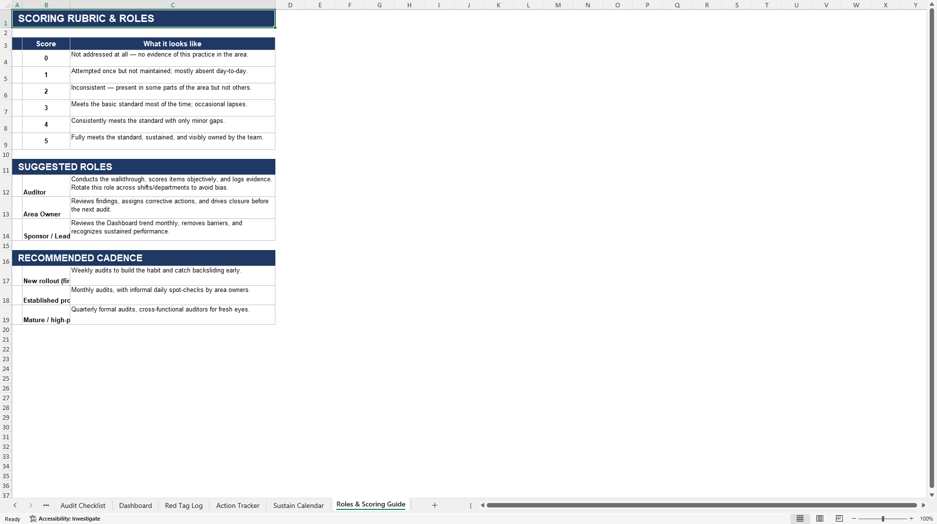 5S Audit and Implementation Toolkit (Excel template (XLSX)) Preview Image