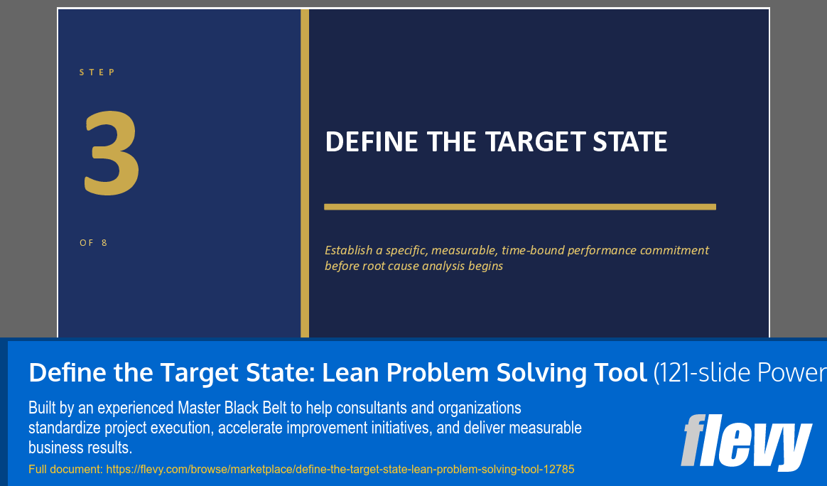 Define the Target State: Lean Problem Solving Tool (121-slide PPT PowerPoint presentation template (PPTX)) Preview Image