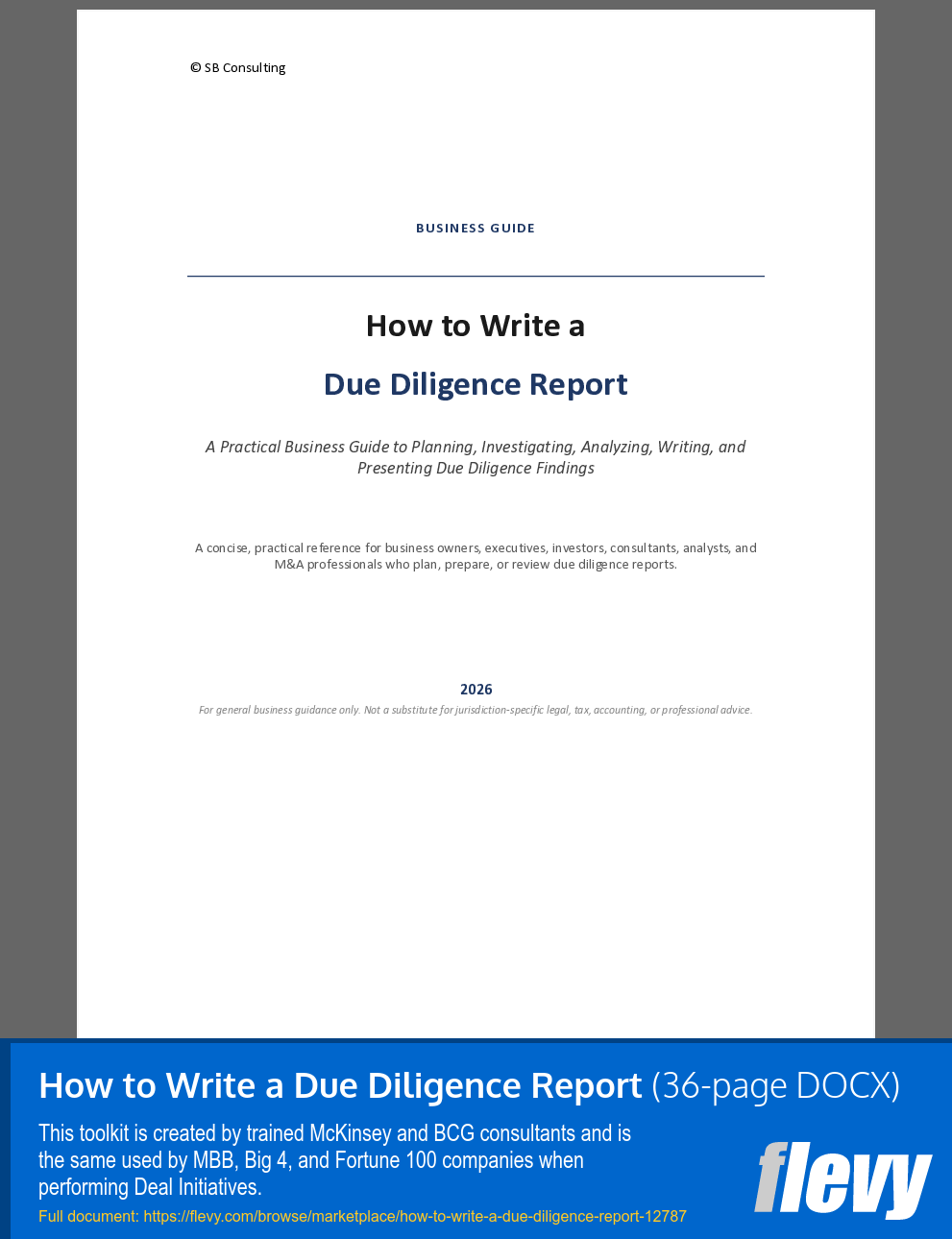 How to Write a Due Diligence Report (36-page Word document) Preview Image