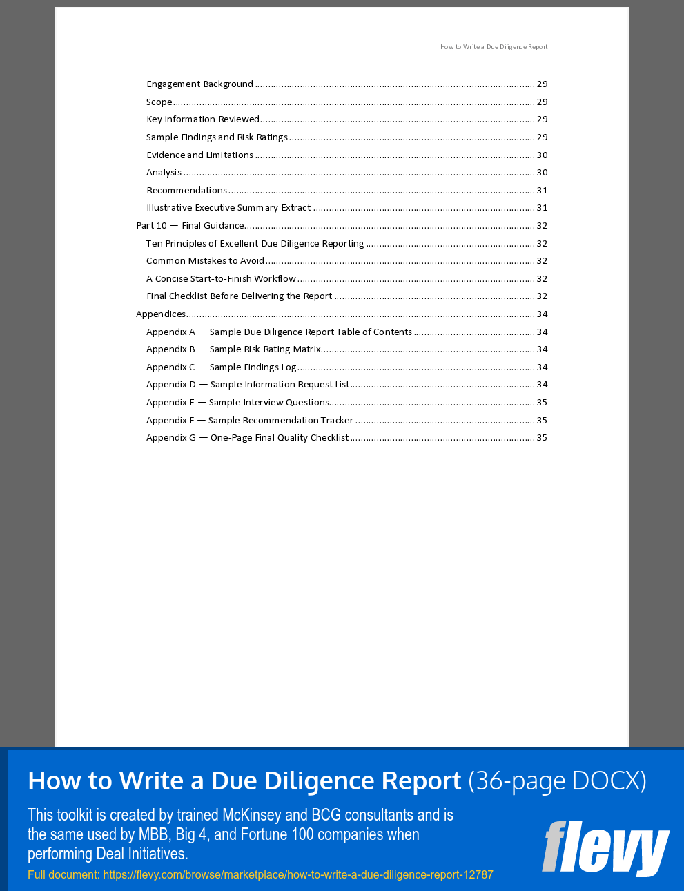 How to Write a Due Diligence Report (36-page Word document) Preview Image
