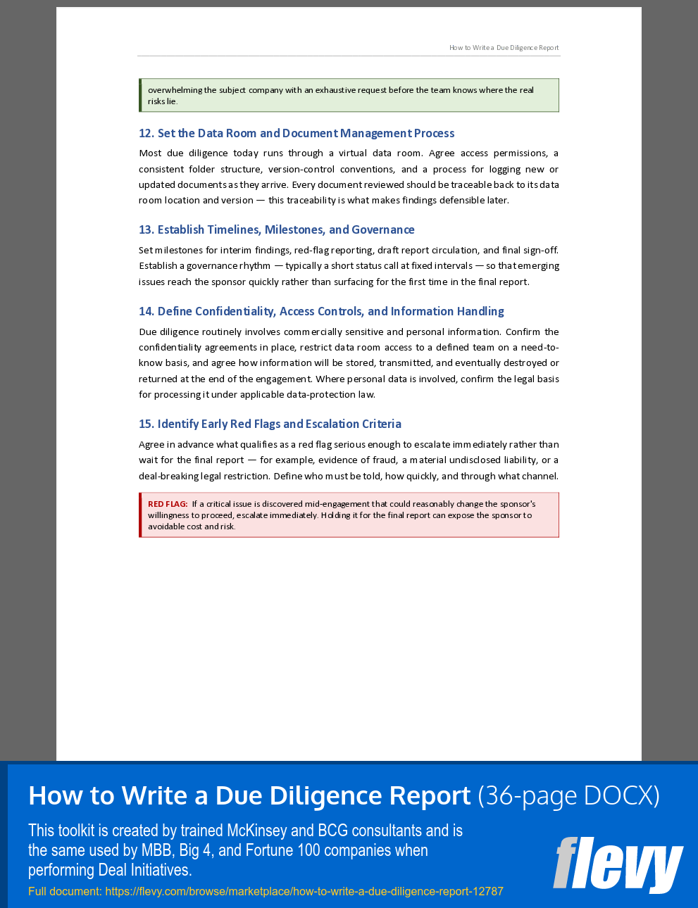 How to Write a Due Diligence Report (36-page Word document) Preview Image