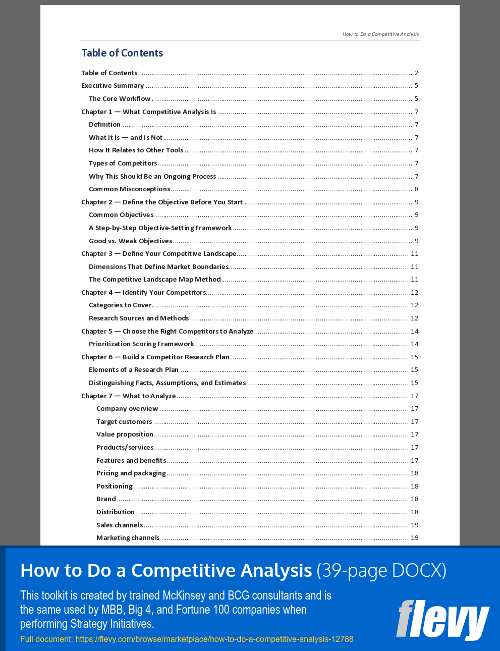How to Do a Competitive Analysis (39-page Word document) Preview Image