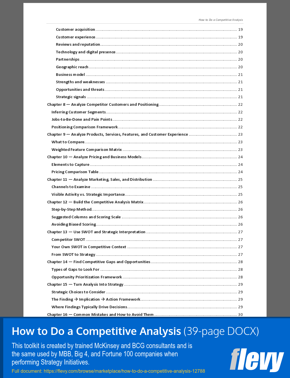 How to Do a Competitive Analysis (39-page Word document) Preview Image