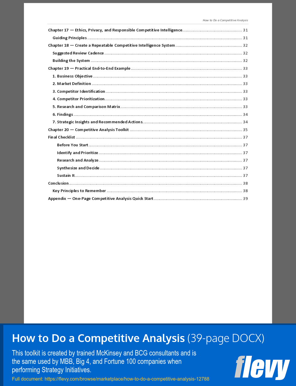 How to Do a Competitive Analysis (39-page Word document) Preview Image