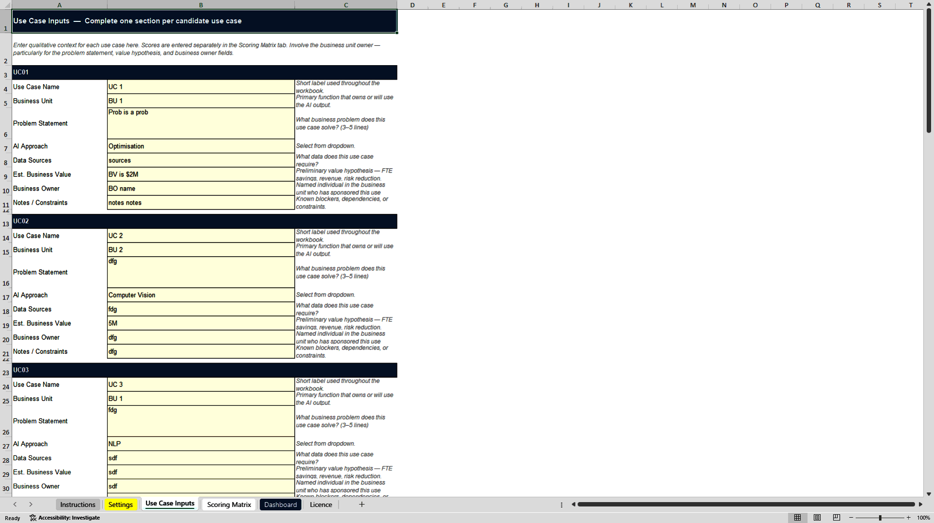 AI Use Case Prioritization Framework - Excel Tool (Excel template (XLSX)) Preview Image