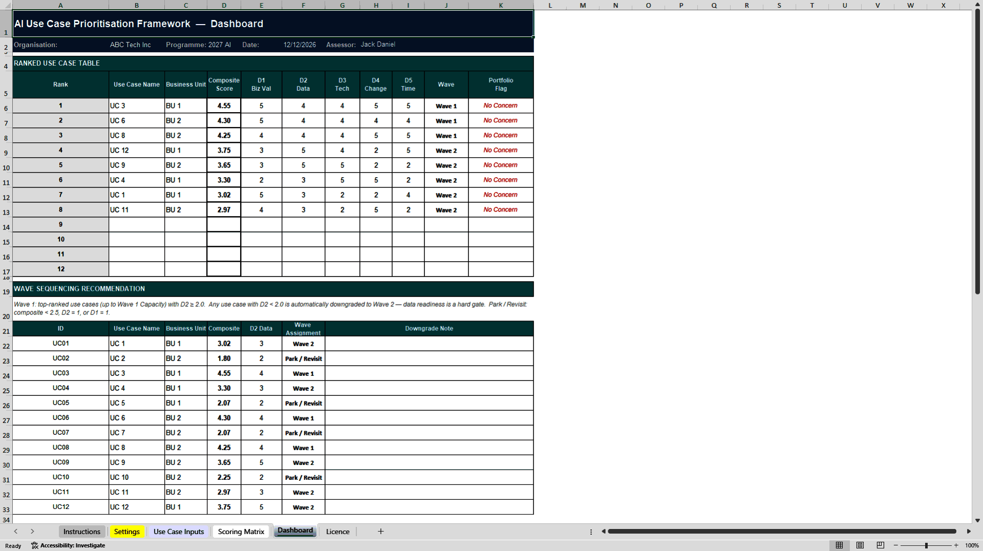 AI Use Case Prioritization Framework - Excel Tool (Excel template (XLSX)) Preview Image