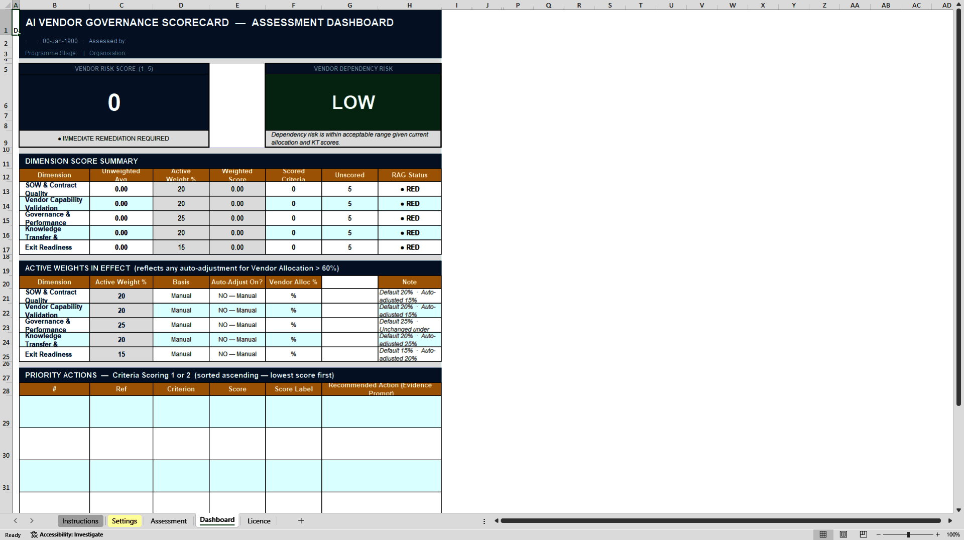AI Vendor Governance Scorecard - 25-Criteria (Excel template (XLSX)) Preview Image