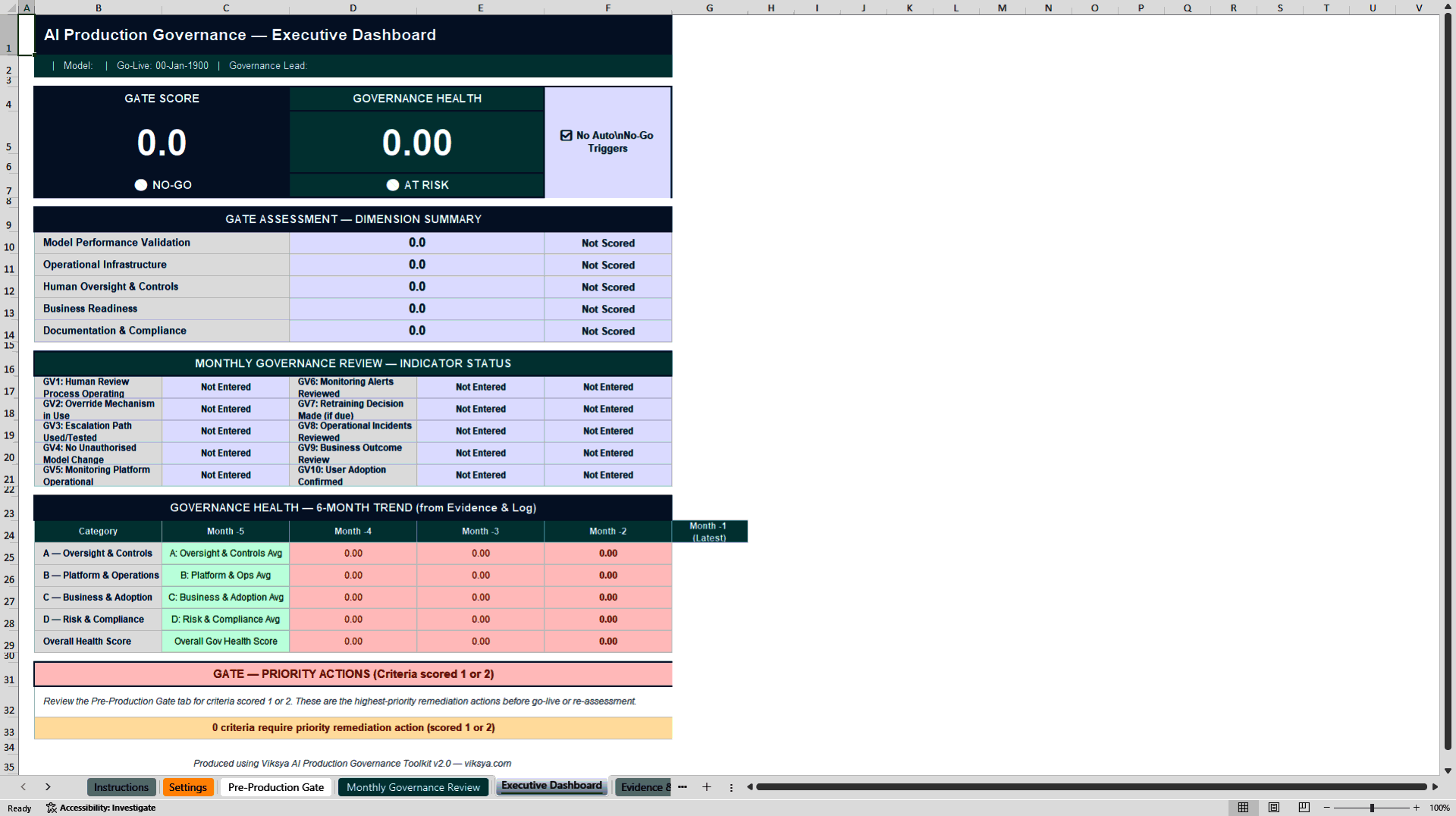 AI Production Governance Toolkit (Excel template (XLSX)) Preview Image