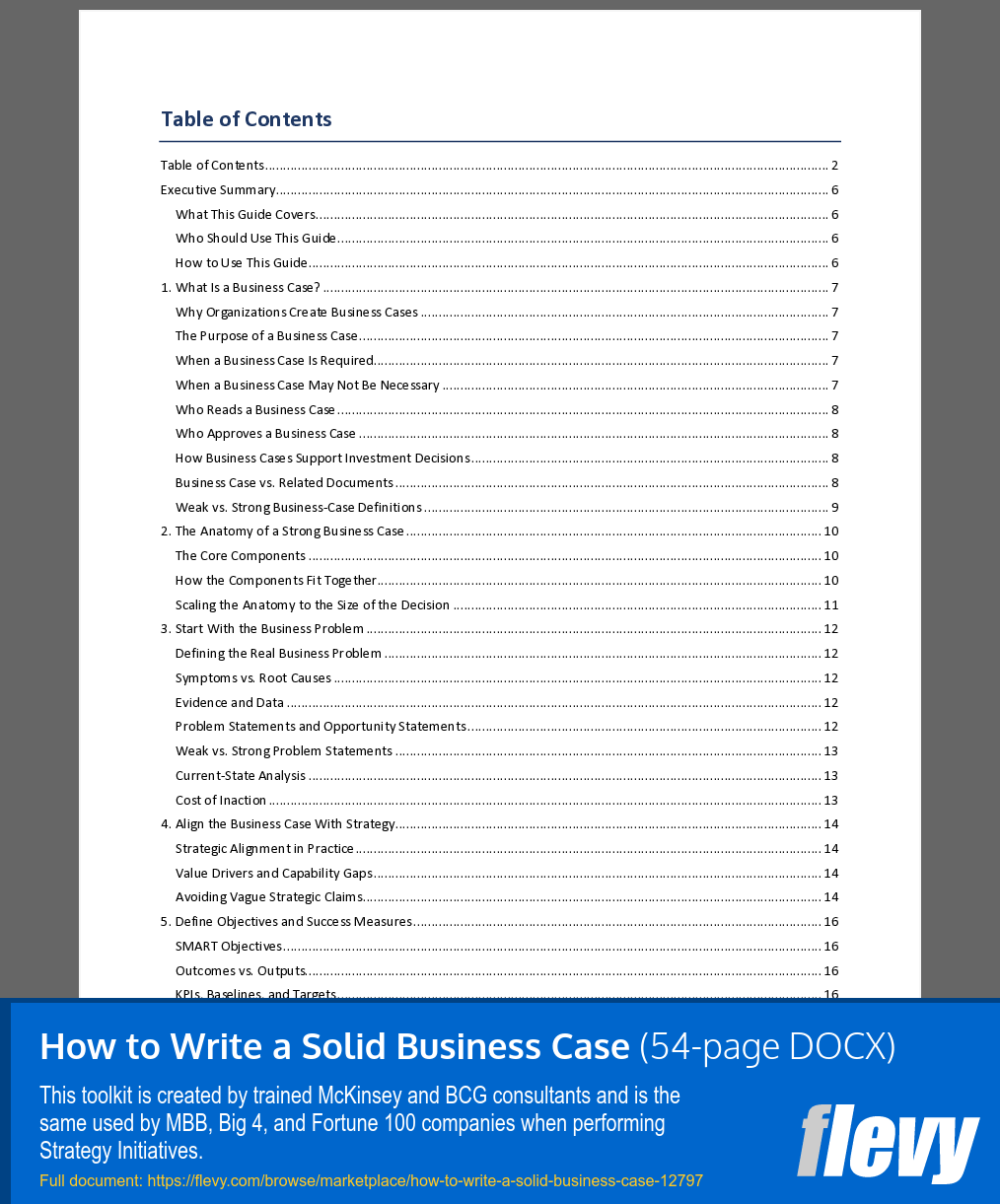 How to Write a Solid Business Case (54-page Word document) Preview Image