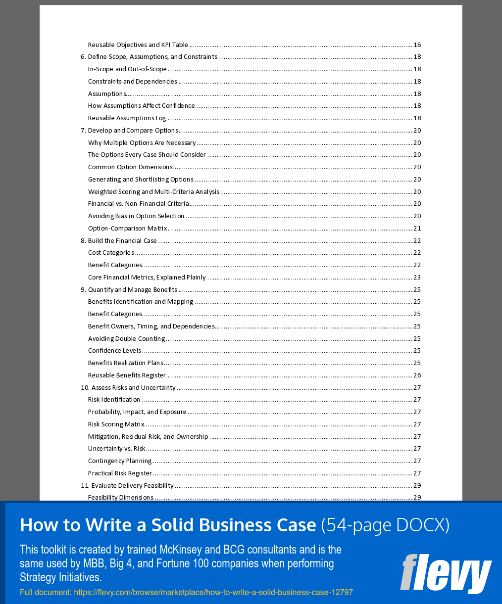 How to Write a Solid Business Case (54-page Word document) Preview Image