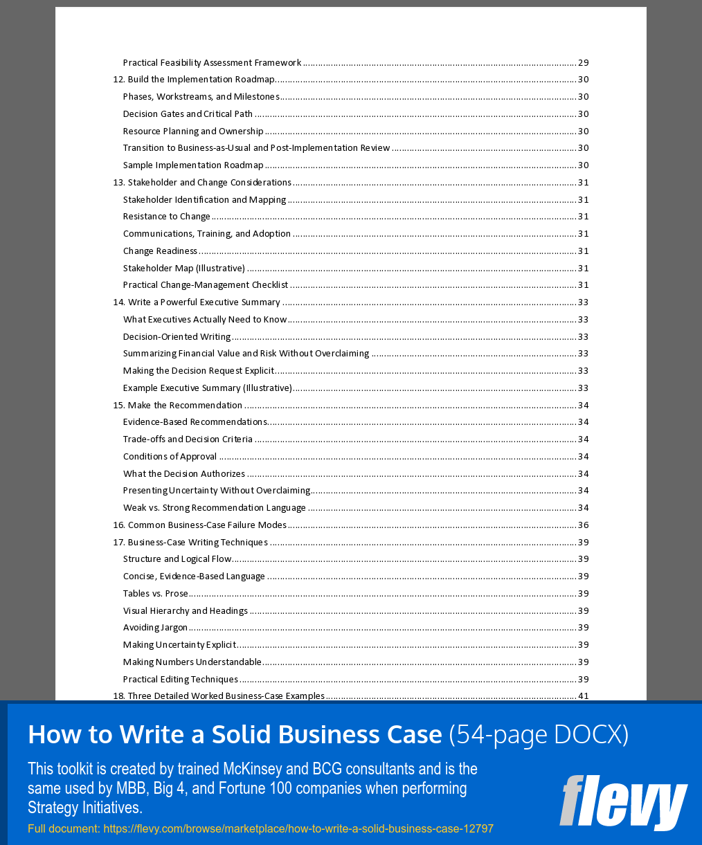 How to Write a Solid Business Case (54-page Word document) Preview Image