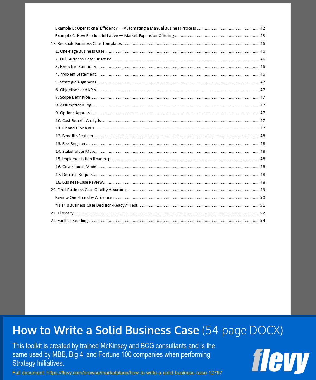 How to Write a Solid Business Case (54-page Word document) Preview Image