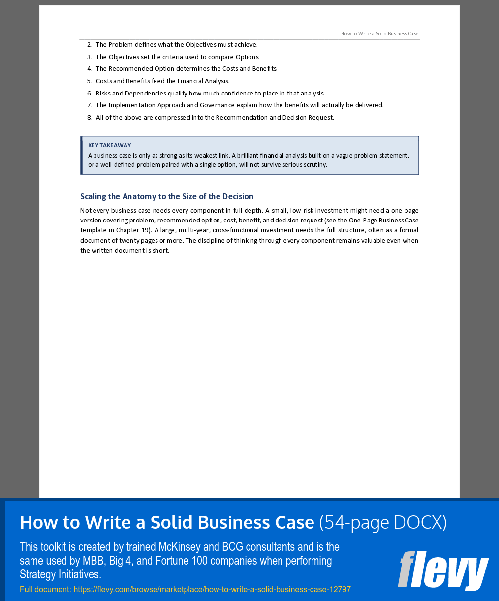 How to Write a Solid Business Case (54-page Word document) Preview Image