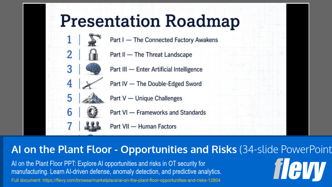 AI on the Plant Floor - Opportunities and Risks (34-slide PPT PowerPoint presentation template (PPTX)) Preview Image